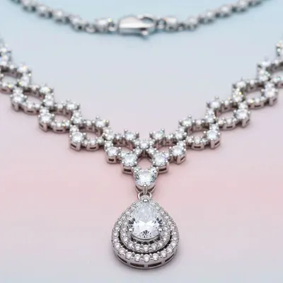 American Diamond Necklace Set Ruby by Aditya Consultant