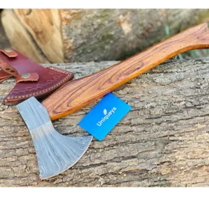 Damascus Steel Axe With Leather Sheath