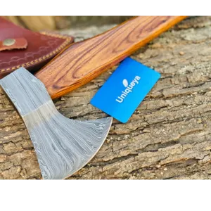 Damascus Steel Axe With Leather Sheath - Image 2