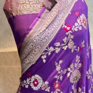 Banarasi georget most demanded dyable saree - Image 2