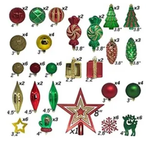 88 CT Shatterproof Christmas Ornament Set
