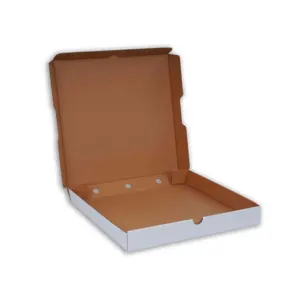 Pizza Boxes 28cm x 28cm x 3.5cm (11inc x 11inc x 1.4inc) White Cardboard Corrugated Kraft - Lock Corner - Image 2