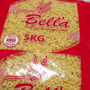 Bella Brand Premium Quality Short Cut Pasta - Macaroni 5kg - ISO Certified - Competitive Price Pasta
