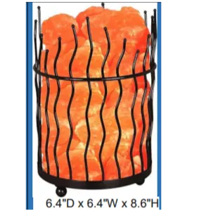 Natural Himalayan Salt Lamp, Tall Round Metal Basket lamp