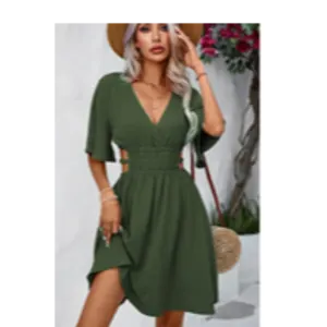 Women's cotton dress with waist elastic