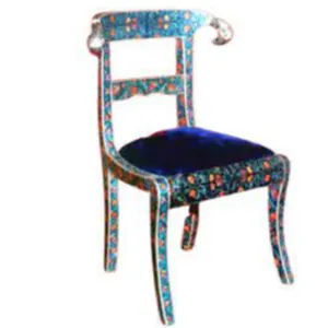 wooden metal meenakari chair chairs