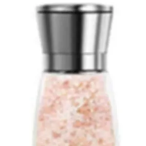 glass short bottle with steel cap ceramic grinder