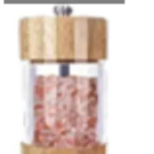 Glass top Bottle with wooden cap ceramic grinder Size= 200g-300g