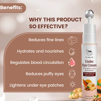 TNW-The Natural Wash Sun Under Eye Cream with Metallic Roll On | Reduces Dark Circles & Puffiness - Image 3