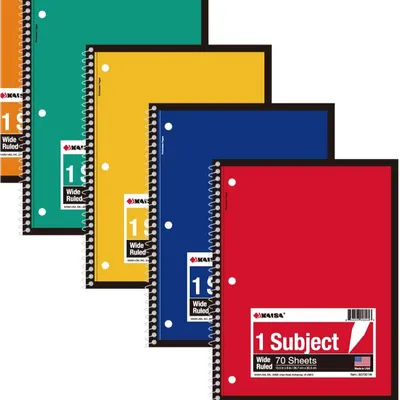 Kaisa Wide Ruled Notebook - 70 Sheets - Assorted Colors by DMW Distrbution & Supply