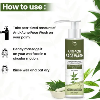 TNW – The Natural Wash Anti-Acne Face Wash for Acne & Blemishes | Controls Excess Oil & Acne | With Neem & Salicylic Acid - Image 4