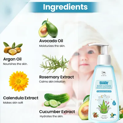 TNW – The Natural Wash Moisturizing Baby Body Lotion with Natural Ingredients | For Soft and Supple Skin | Suitable for 0-10 years - Image 2