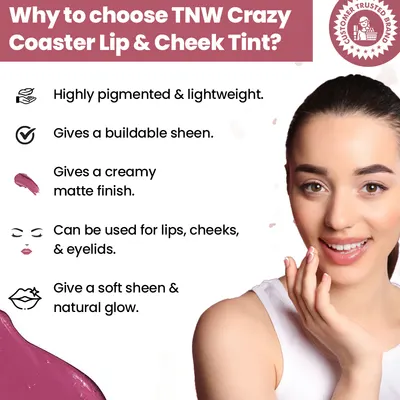 TNW – The Natural Wash Crazy Coaster Lip & Cheek Tint | With Grapeseed Oil & Castor Oil | For lips, cheeks, & eyelids | For a natural makeup look - Image 3
