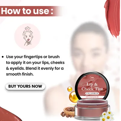 TNW – The Natural Wash Columbus Lip & Cheek Tint | With Chamomile Oil & Castor Oil | For lips, cheeks, & eyelids | For a natural makeup look - Image 5