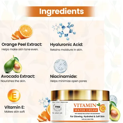 TNW -The Natural Wash Vitamin C Water Cream for Hydrated Skin | With Orange Peel Extract, Niacinamide & Hyaluronic Acid | Makes Skin Soft & Supple - Image 2