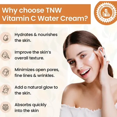 TNW -The Natural Wash Vitamin C Water Cream for Hydrated Skin | With Orange Peel Extract, Niacinamide & Hyaluronic Acid | Makes Skin Soft & Supple - Image 3