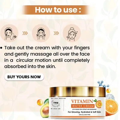 TNW -The Natural Wash Vitamin C Water Cream for Hydrated Skin | With Orange Peel Extract, Niacinamide & Hyaluronic Acid | Makes Skin Soft & Supple - Image 4