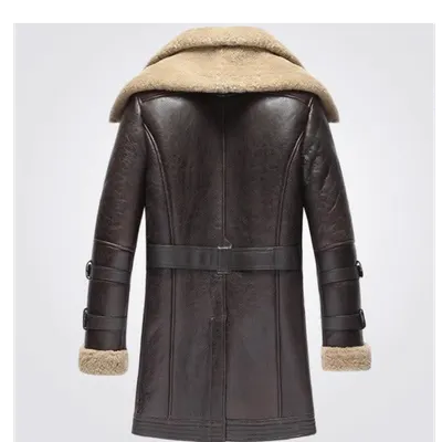 Genuine Leather Long Coat / Leather Trench Coat - Image 2