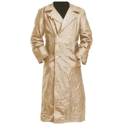 Genuine Leather Long Coat / Leather Trench Coat - Image 17