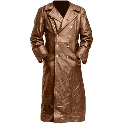 Genuine Leather Long Coat / Leather Trench Coat - Image 18