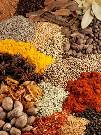 Spices like cardamom, pepper and Cloves