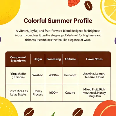 Colorful Summer Medium Roast Yirgacheffe Espresso Blend – 454g Whole Bean, Sweet & Complex - Image 2