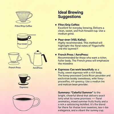 Colorful Summer Medium Roast Yirgacheffe Espresso Blend – 454g Whole Bean, Sweet & Complex - Image 3