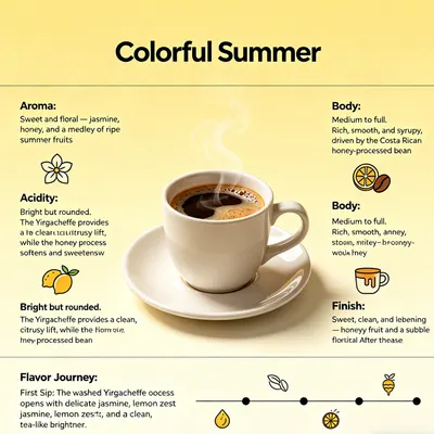 Colorful Summer Medium Roast Yirgacheffe Espresso Blend – 454g Whole Bean, Sweet & Complex by Zhanjiang Yinor International Trade Co., Ltd.