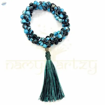 Faceted  Mix Shade Onyx Knotted Mala 108 Beads by Namya Artzy Private Limited