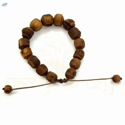 Handmade  Rough Big Tulsi Wood Beads Bracelet by Namya Artzy Private Limited