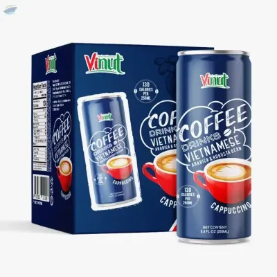 4 Cans 250ml Vinut Cappuccino Coffee Drink by NAM VIET FOODS & BEVERAGE JSC