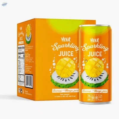 Box 4 Cans VINUT Soursop & Mango Juice by NAM VIET FOODS & BEVERAGE JSC