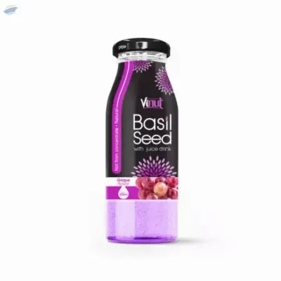 200ml Vinut Basil Seed Drink With Grape Flavor by NAM VIET FOODS & BEVERAGE JSC