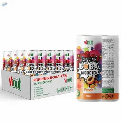320ml Popping Pearl Boba Tea Peach Juice