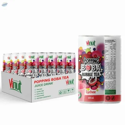 320ml Popping Boba Tea Lychee Juice by NAM VIET FOODS & BEVERAGE JSC