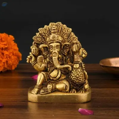 Ganesha with Peacock Statue by Anand