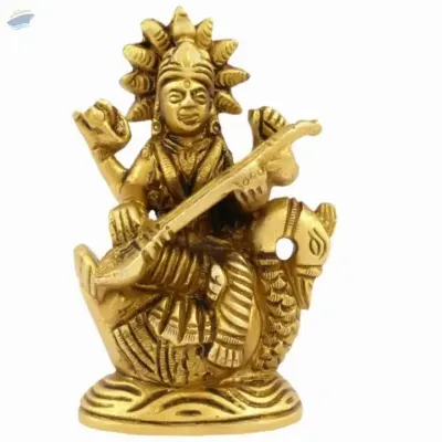 Goddess Brass Saraswati Idol by Anand