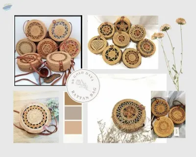 Round Rattan Bag Beach Shoulder High Fashion