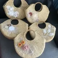 Water Hyacinth Straw Bag With Wood Handle by 99 Gold Data Processing Trading Company Limited