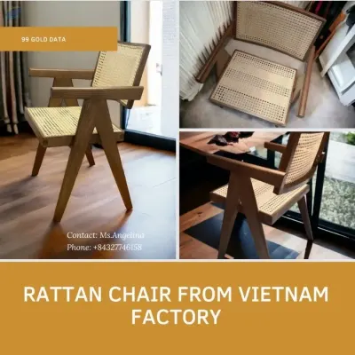 Teak Wood and Rattan Chair