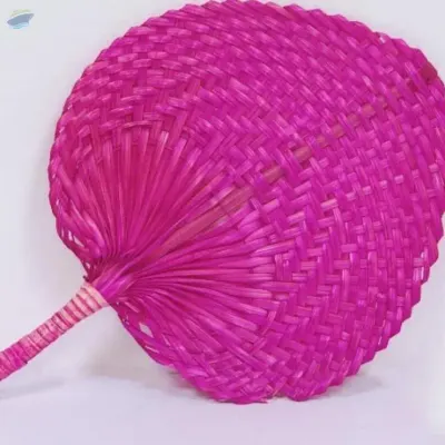 Vintage Bamboo/Palm Leaf Hand Fan by 99 Gold Data Processing Trading Company Limited
