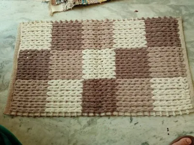Hand Woven Special Production Rare Checkered Sweater Kayseri Wool Carpet by Devivision
