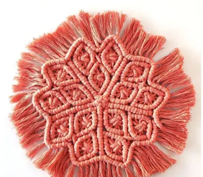 Rose Quartz Gemstone Hexagon Shape Coaster by H S R ENTERPRISES