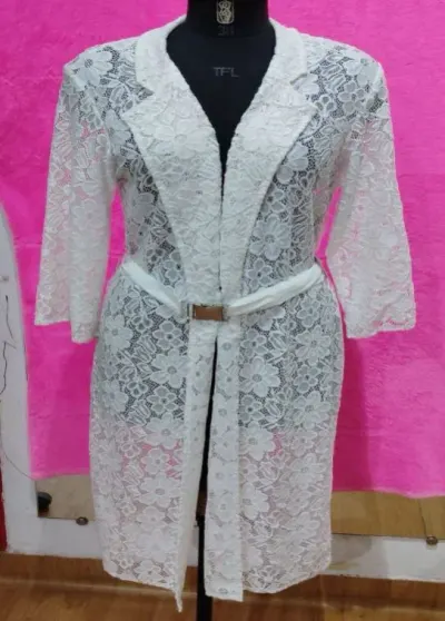 Western Maxi Dress With Jacket Waterfall Shrug by Aditya Consultant