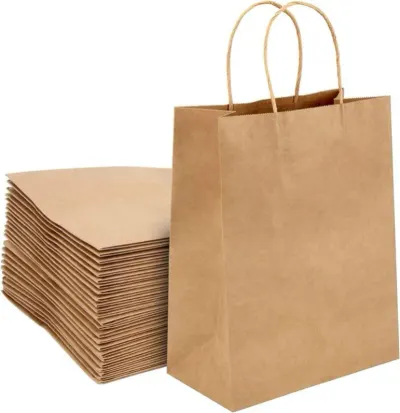 Pink Color Paper Bag with Gold Foil Print by ibags