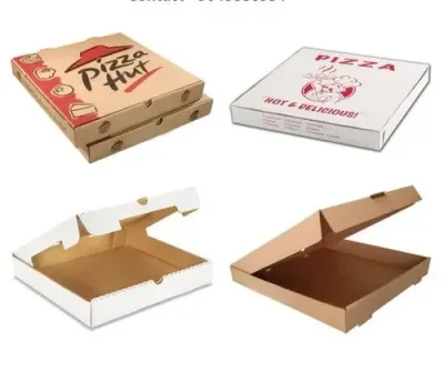 White Art Board Pizza Box 6/7/8/9/10/12 inch by Happybox Limited