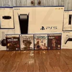 Original Sony PS5 Disc Edition with 2 DualSense Wireless Controllers, 4 Games and Complete Accessories by INTEGRATED IT SOLUTIONS LTD