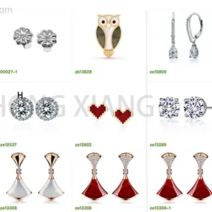 Branded jewelry style fashion S925 earrings set by Hongxiang Network Technology Co., Ltd