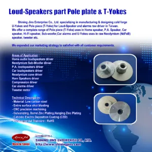 T-Yokes and Bottom plates Speaker Driver Parts made in Taiwan - Image 2