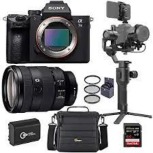 Sony Alpha a7S III Mirrorless Digital Camera Body - Bundle with DJI Ronin-SC Gimbal Stabilizer, Screen Protector, Memory Card Wallet, Cleaning Kit